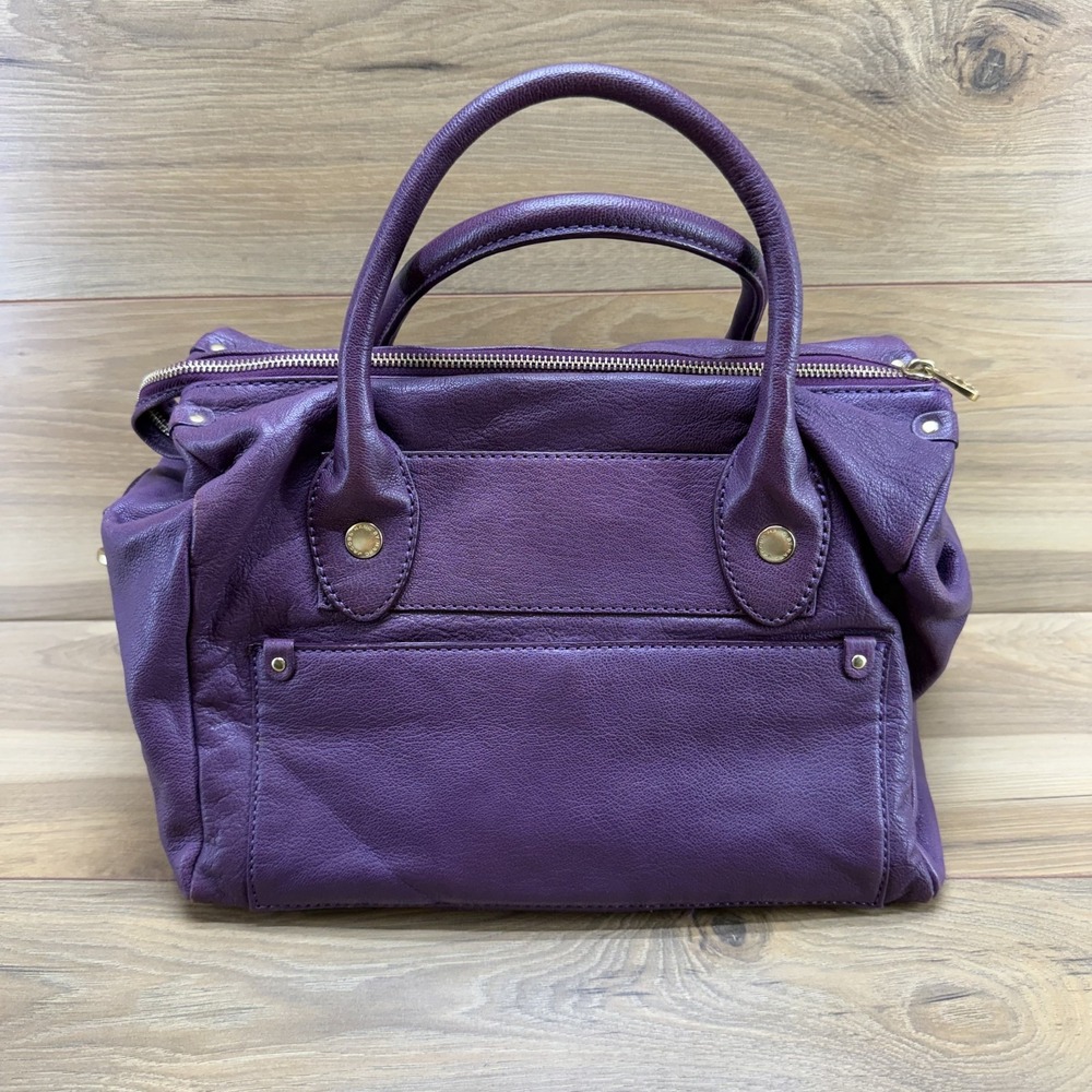 Marc By Marc Jacobs Preppy Pearl Satchel Large Purple Leather Crossbody Zip Y2K - Picture 4 of 10